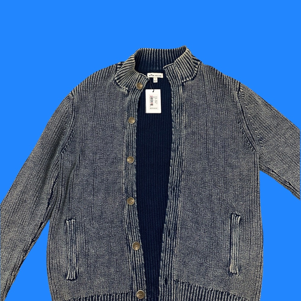 BEAND NEW WITH TAGS PETER MILLAR SHIRT SWEATER CARDIGAN. RARE FIND!! Size L.